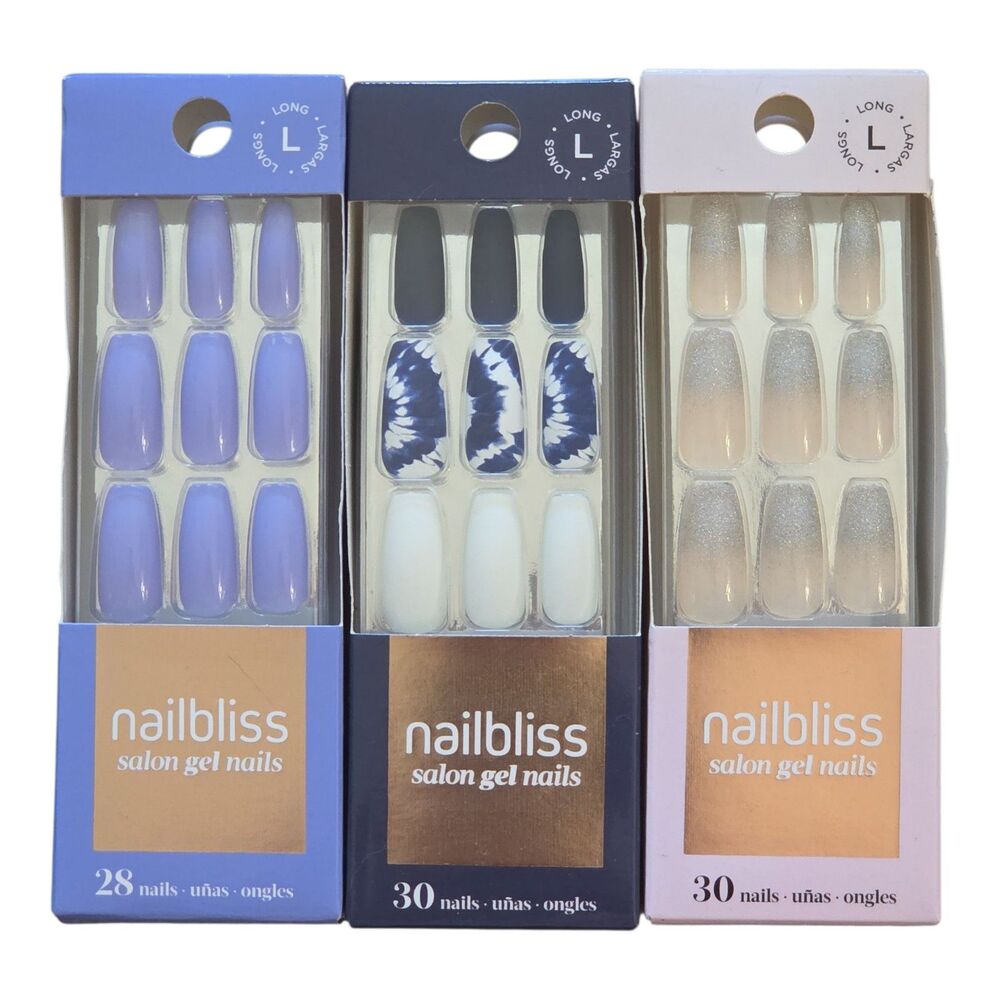 (3) Sets LONG Nailbliss Salon Gel Nails